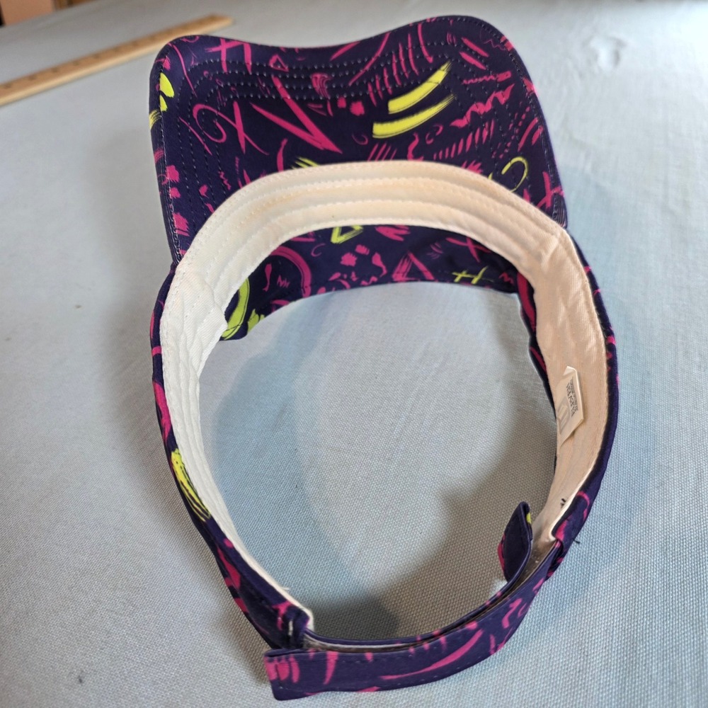 EleVen by Venus Williams Tennis Visor Purple Neon Abstract Print Adjustable